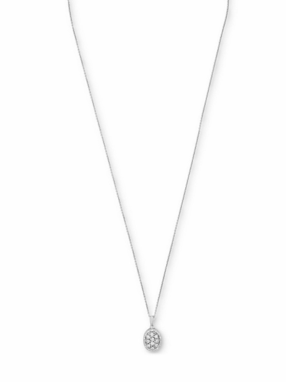 Macy's Silver Oval Crystal Cluster Pendant Necklace - White - Picture 3 of 6